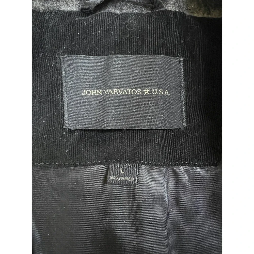 John Varvatos Carsen Coat Plaid Jacket‎ Wool Blend | Black Gray | Size Large